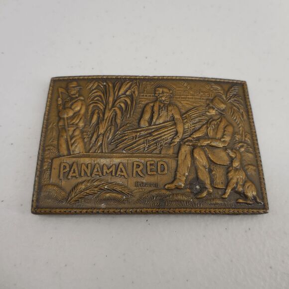 Accessories - VINTAGE 1970's PANAMA RED BRASS BELT BUCKLE LEWIS BUCKLE CO. 4" 1970s